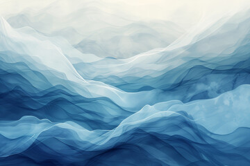 blue and white abstract painting of a wave