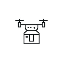 Courier Drone Icon. Simple courier drone icon for package delivery and logistics. Vector illustration.