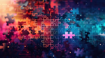 Abstract Digital Technology Background with Merging Puzzle Pieces. generative AI image