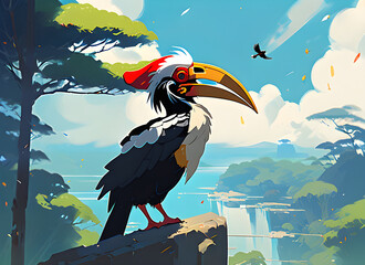 Obraz premium hornbill generative ai