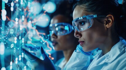 Graph and data of various female and male employees People and data processing during the pandemic with digital images