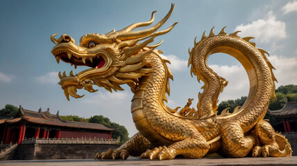 Obraz premium In the heart of an ancient temple in China a majestic