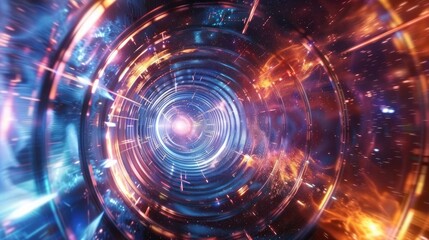 Obraz premium Futuristic Spaceship Tunnel Motion Graphics. generative AI image