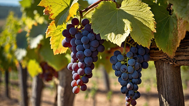 In a sundrenched vineyard vibrant clusters of ripe