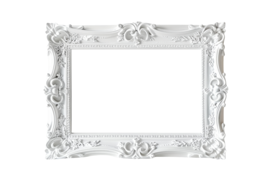 White Ornate Frame isolated on white background