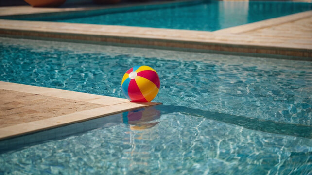 Summer holidays background with colorful beach ball