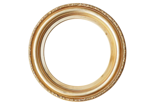 Golden Oval Frame isolated on white background