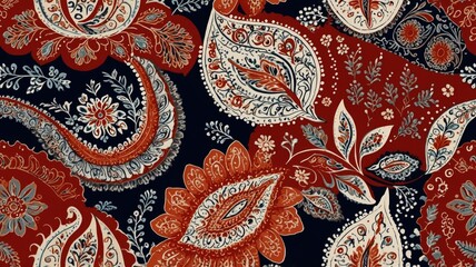 Fototapeta premium Seamless Paisley Pattren Indonesian Batik Traditional generate ai