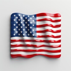 Fototapeta premium 3D Waving American Flag on White Background A digitally rendered American flag with a waving effect against a plain white background, representing patriotism and national pride