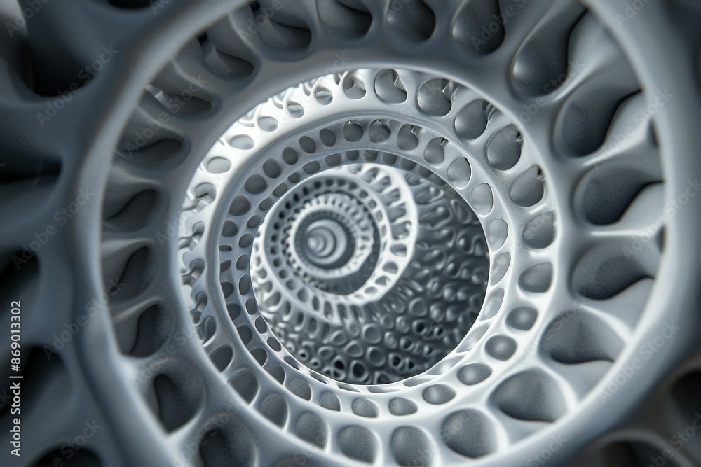 Poster 3d rendering of a spiral pattern with twisted, overlapping segments, generated by ai