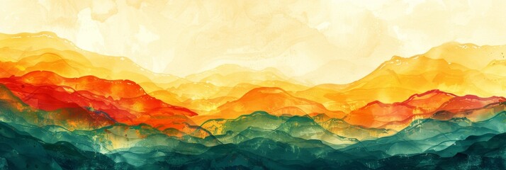 Abstract Minimalistic Watercolor Geometric Nordic Scandinavian Bohemian Pattern Art in Muted Pantone Tones Calming Zen