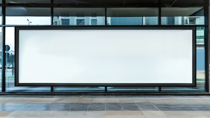 Urban outdoor blank advertising billboard at bus stop