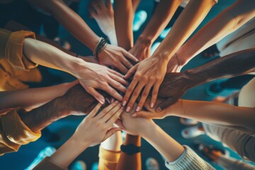 Obraz premium Successful Team Building and Collaboration: Trust and Synergy in Corporate Community,High five each other