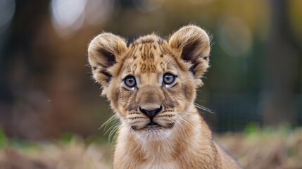 Obraz premium HD photograph of a lion cub s facial expression