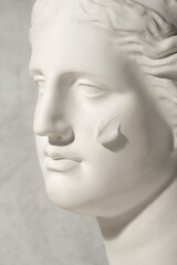 비너스 흉상얼굴에 있는 화장품 크림 제형.