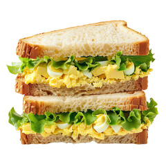 Fresh egg salad sandwich with lettuce on white bread. Perfect for lunch or a quick snack. Delicious, healthy, and easy to make.