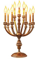 Fototapeta premium Golden Menorah with Lit Candles