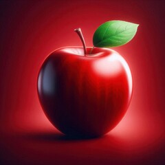 Obraz premium red apple with leaf