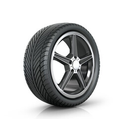 Fototapeta premium Automobile wheel on a white background.