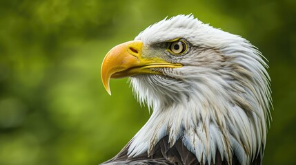 close up view of the head and shoulders of an eagle