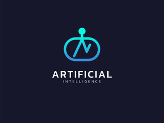 Artificial intelligence with letter AI overlapping in robot face Technology Analysis logo vector design concept. AI technology logotype symbol for advance technology, tech company, identity, ui, robot