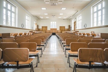 An empty university classroom