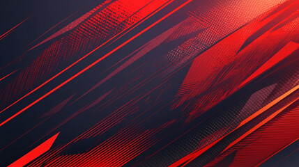 Fototapeta premium Abstract design with overlapping lines and textures in red, black, and white, creating movement and depth
