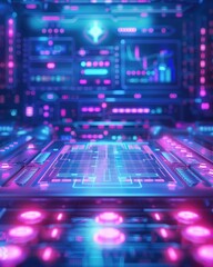 Obraz premium Futuristic HUD Interface with Digital Displays on Technology Background, Advanced Interfaces Concept for Digital Innovation