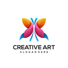 A colorful butterfly logo with the words Creative Art Logo