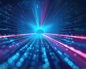 Obraz premium Illuminated Data Highway, Abstract Light Trails in Technological Background