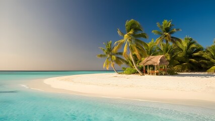 Fototapeta premium Palm Beach In Tropical Paradise - Guadalupe Island - Caribbean