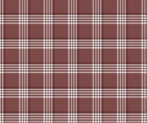 Plaid pattern, brown, white, seamless for textiles, and for designing clothing, skirts, pants or decorative fabric. Vector illustration.