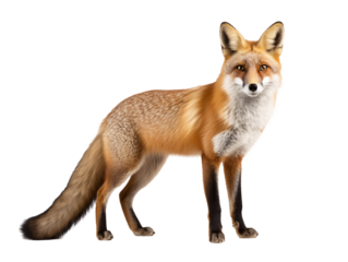 a fox standing on a white background