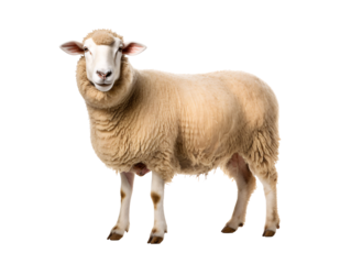 a sheep standing on a white background