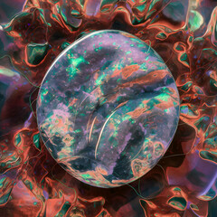 Naklejka premium a large marble with a rainbow on it