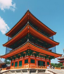 The five-story pagoda of Kiyomizu-dera Temple in Kyoto, Japan