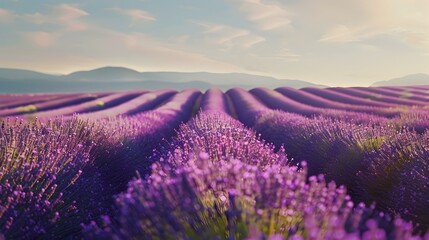 Obraz premium A landscape of vast lavender fields