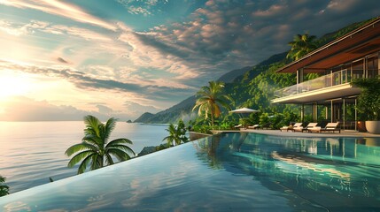 Obraz premium Landscape with a prestigious mountain resort img