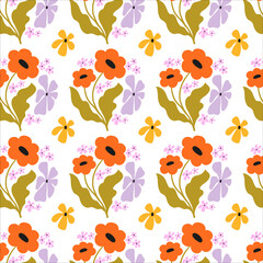 Geometrical pattern with flowers. Print for greeting card, wrapping paper, textile, wallpaper and invitation background.	
