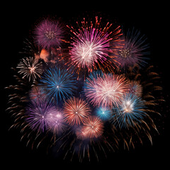 fire works in the sky with black background