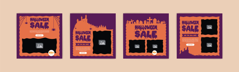 Halloween sale banner template. Halloween template for social media advertising flyer, website advertising and social media branding