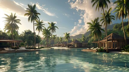 Fototapeta premium A landscape featuring a luxury tropical island