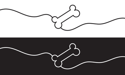 Obraz premium Continuous line drawing of human bone. Line art of dog bone. One line drawing white and black background. Vector illustration. EPS 10 