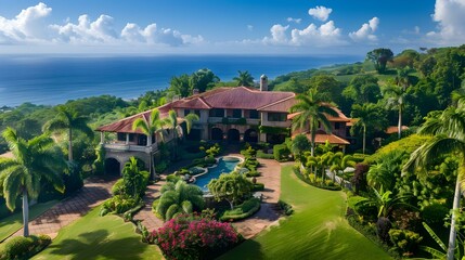 Landscaped with a luxurious tropical estate image