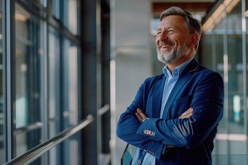 Fototapeta premium Man with Beard in Blue Jacket