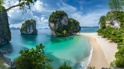 Obraz premium Landscape with a tropical beach and high image