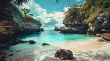 Obraz premium Landscape with a secluded tropical bay image