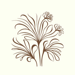 Floral background with hand drawn flowers and leaves. Vector illustration