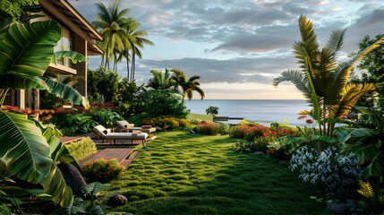 Fototapeta premium Landscape with an exotic tropical garden image