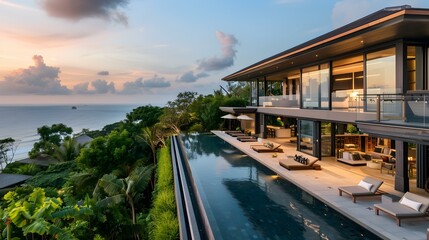 Fototapeta premium Landscape with an exclusive cliff top villa picture